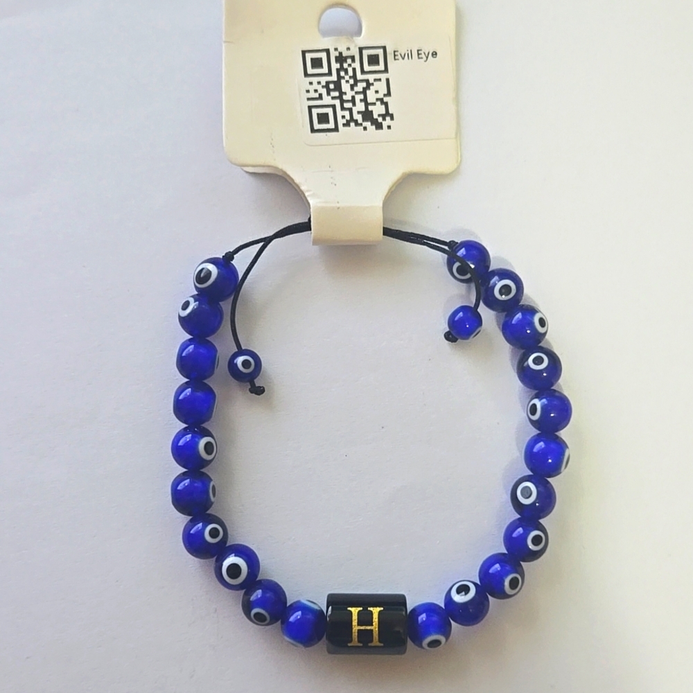 Evil Eye Gem Stone Bracelet Letter H